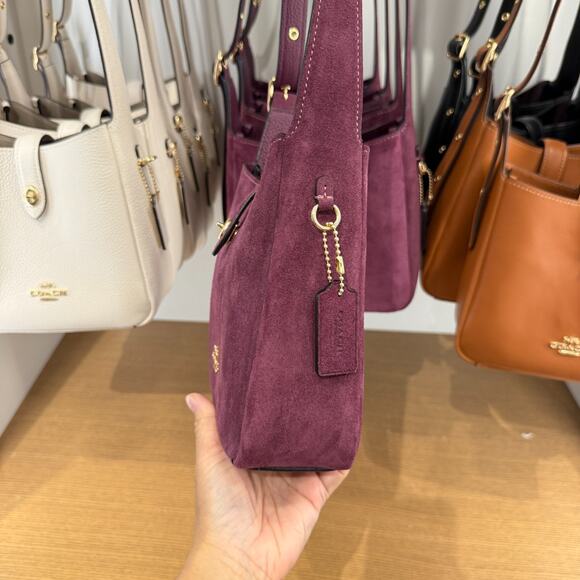 COACH Hadley Mini Crossbody Bag CDB00 Suede/Gold Maroon NWT - Picture 2 of 7